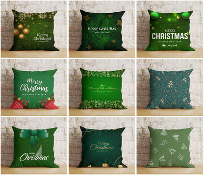 Green Merry Christmas Home Decor Festive Cushion Covers