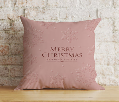 Pastel Merry Christmas Decor Soft Pink Cushion Cover