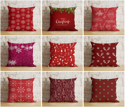 Red Christmas Decoration Snowflake Xmas Cushion Cover