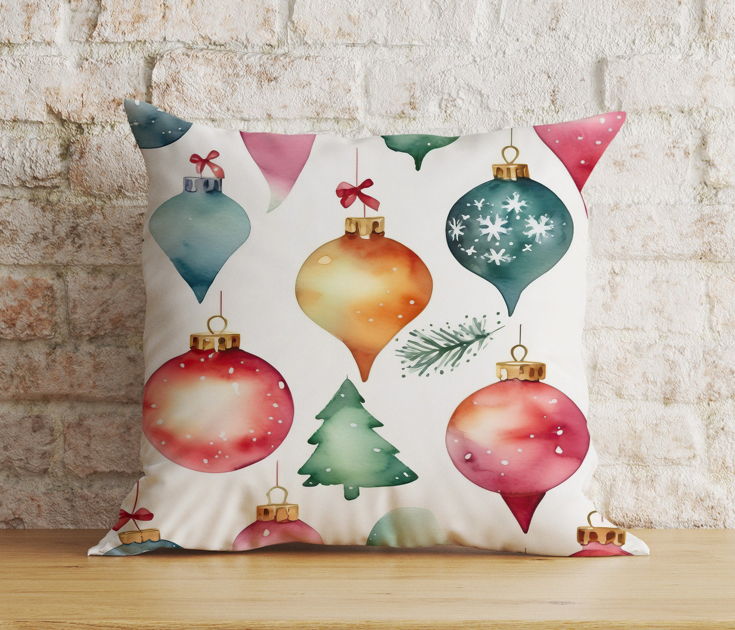 Ornament Xmas Tree Christmas Colorful Festive Cushion Cover