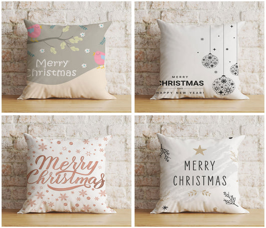 Xmas Snowflake Santa Claus Merry Christmas Print Cushion Cover