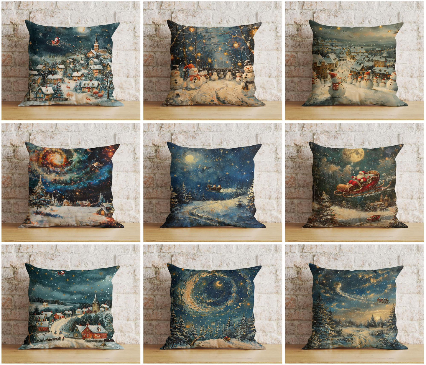 Enchanted Starry Night and Moon Christmas Cushion Covers