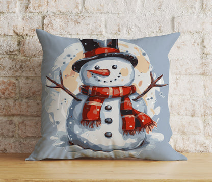 Christmas Snowman Festive Top Hat Winter Decor Cushion Cover