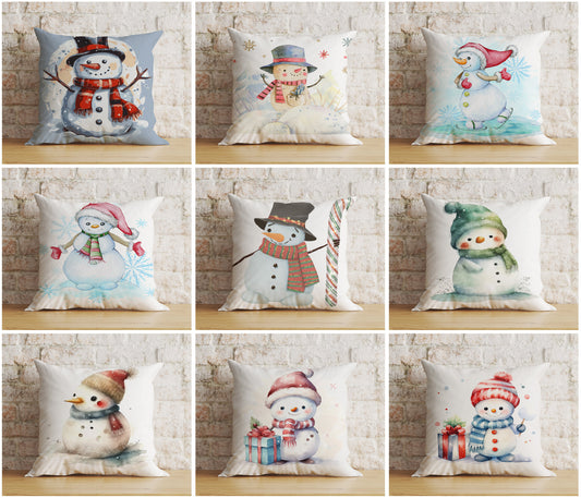 Christmas Snowman Festive Top Hat Winter Decor Cushion Cover