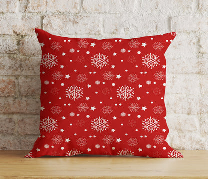 Christmas Holly and Candy Cane Reindeer Red Cushion Cover