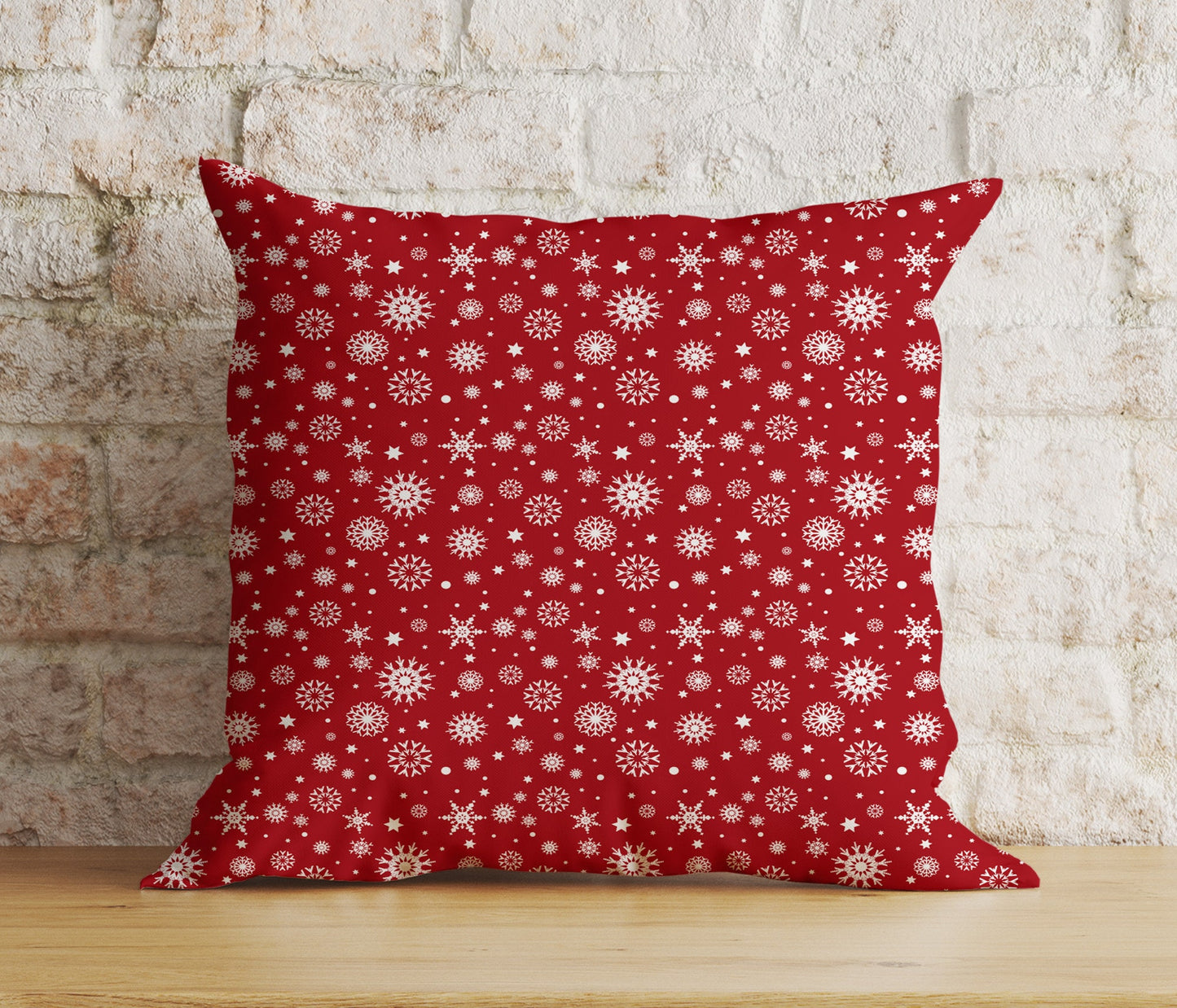 Christmas Holly and Candy Cane Reindeer Red Cushion Cover