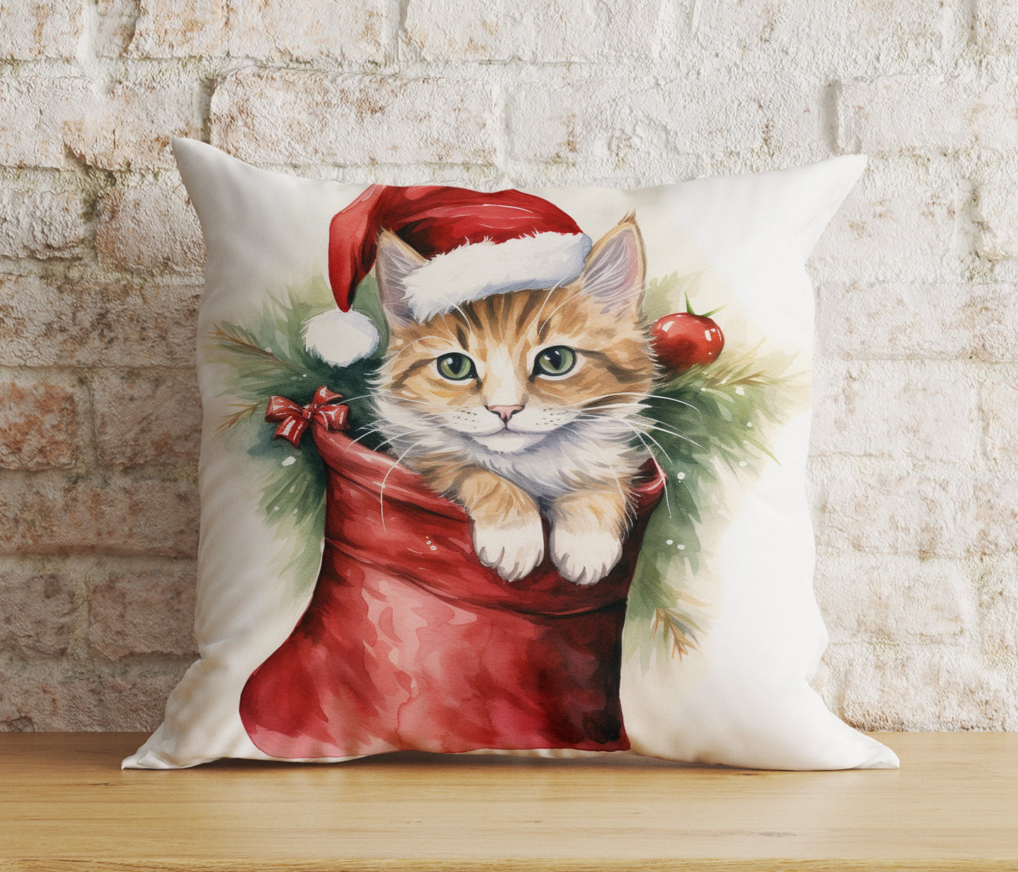 Christmas Cute Kittens in Santa Hats Print Cushion Covers