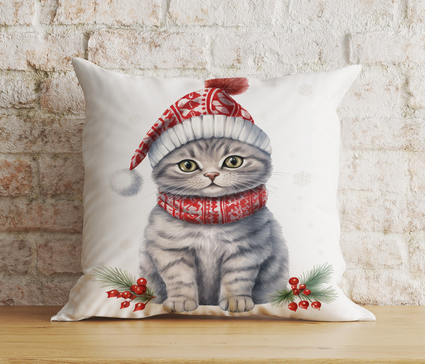 Christmas Cute Kittens in Santa Hats Print Cushion Covers