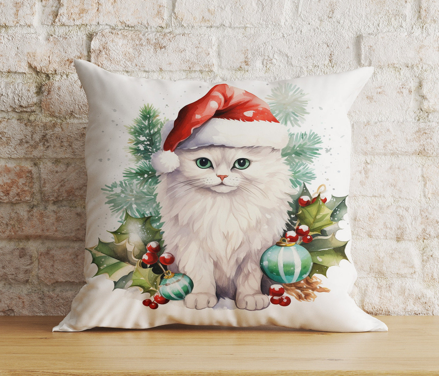 Christmas Cute Kittens in Santa Hats Print Cushion Covers