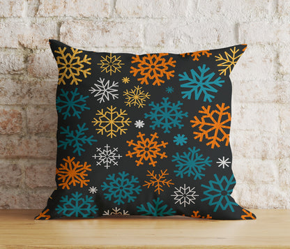 Blue Festive Winter Snowflakes Christmas Print Cushion Covers