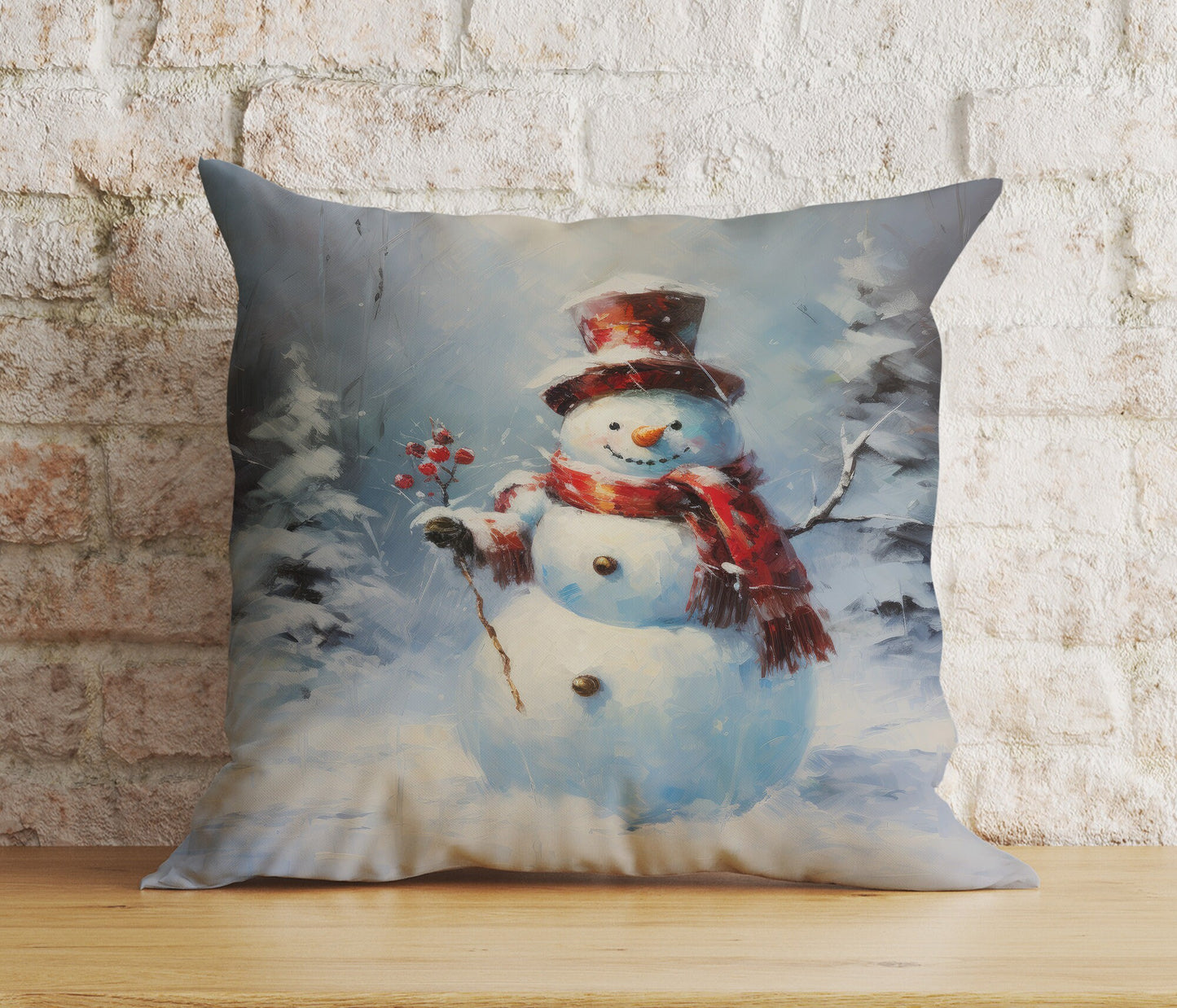 Xmas Cute Snowman Cozy Winter and Holiday Cushion Cover