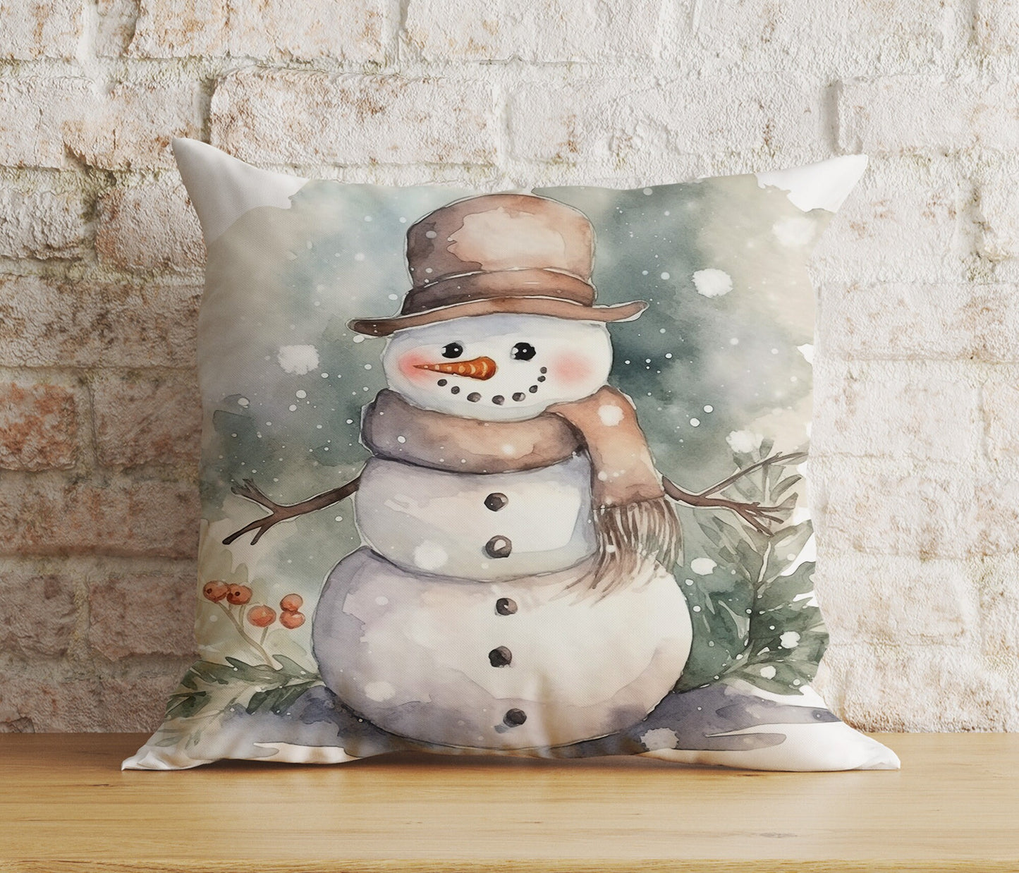 Xmas Cute Snowman Cozy Winter and Holiday Cushion Cover