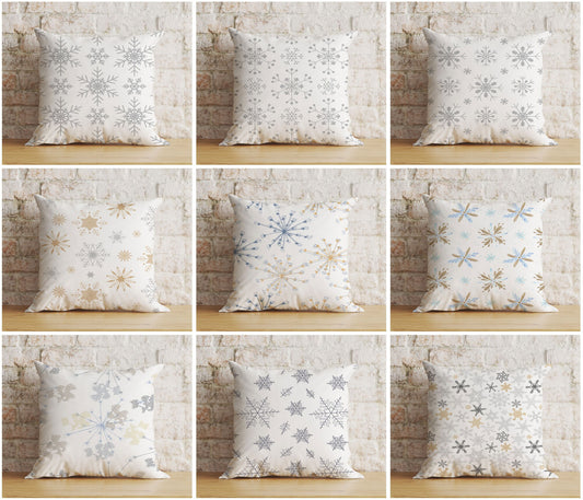 Chritmas Stylish Snowflake Pattern Print Cushion Covers