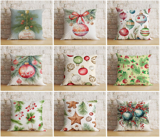 Festive Christmas Snowflake Rustic Plaid Cushion Cover