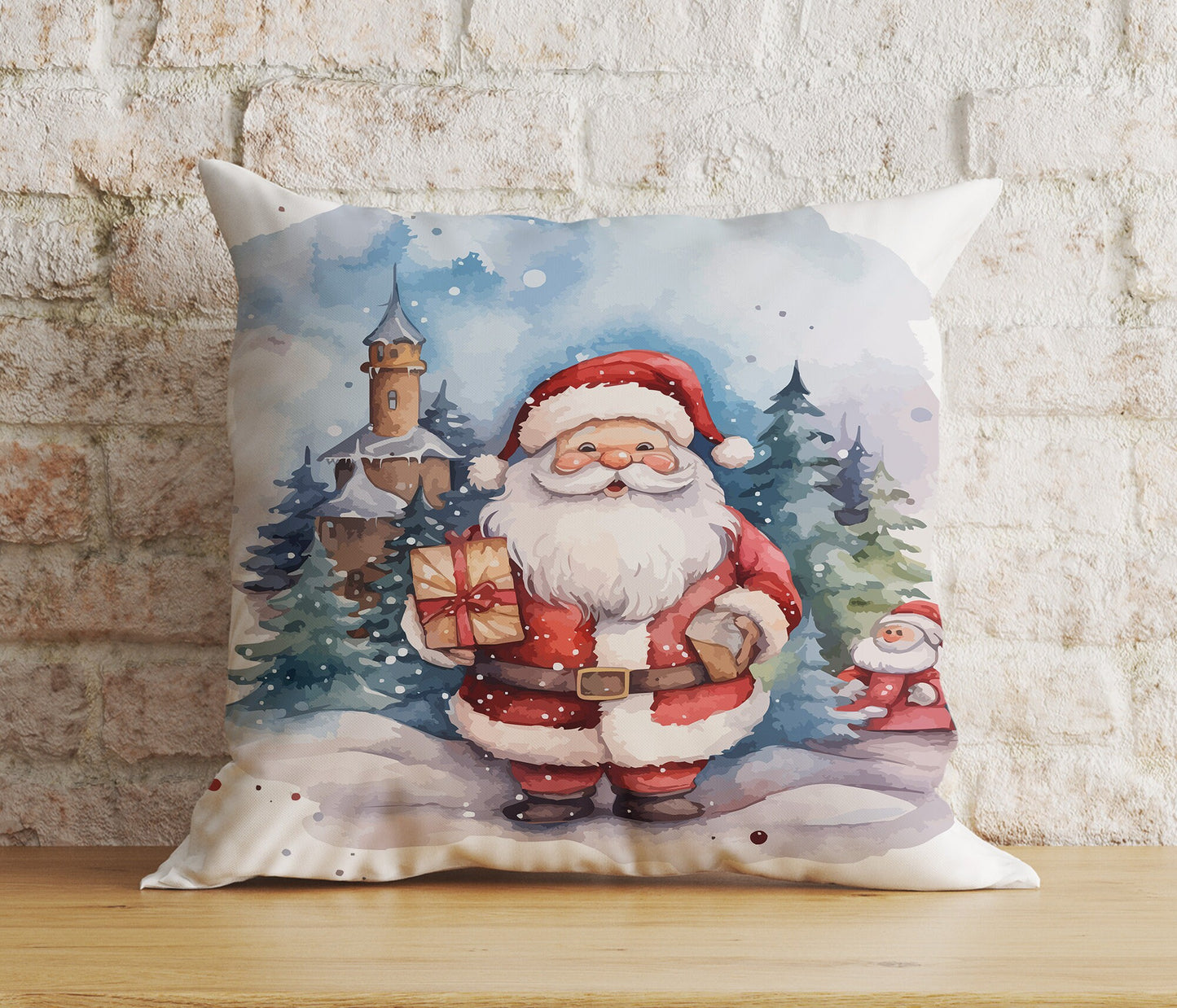 Santa Claus With Dog Reindeer Xmas Cushion Cover