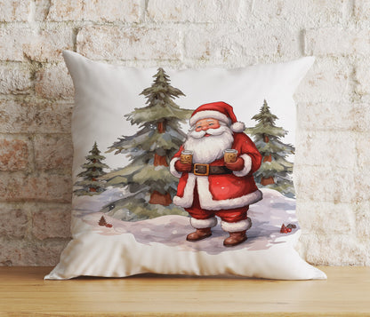 Santa Claus With Dog Reindeer Xmas Cushion Cover