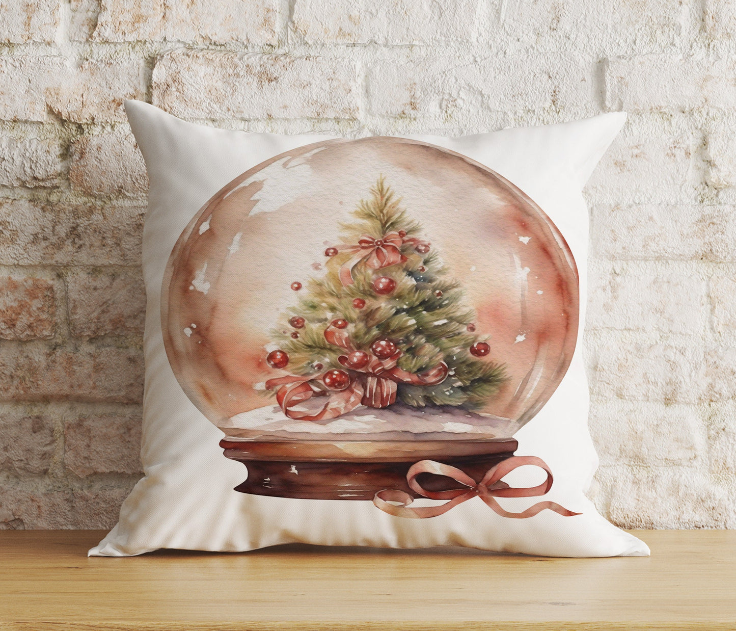 Xmas Snow Globe Christmas Pine Tree Snowman Cushion Cover