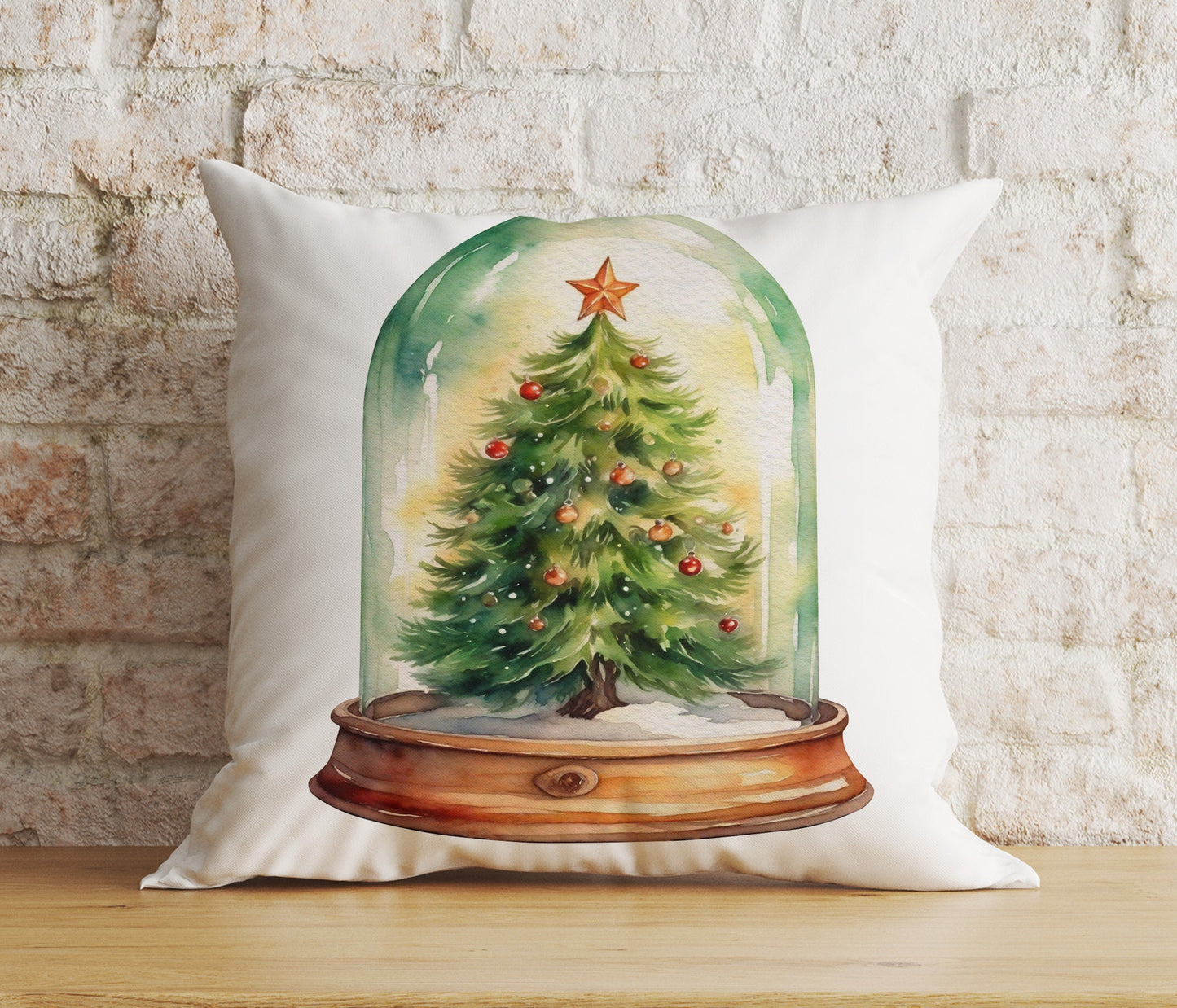 Xmas Snow Globe Christmas Pine Tree Snowman Cushion Cover