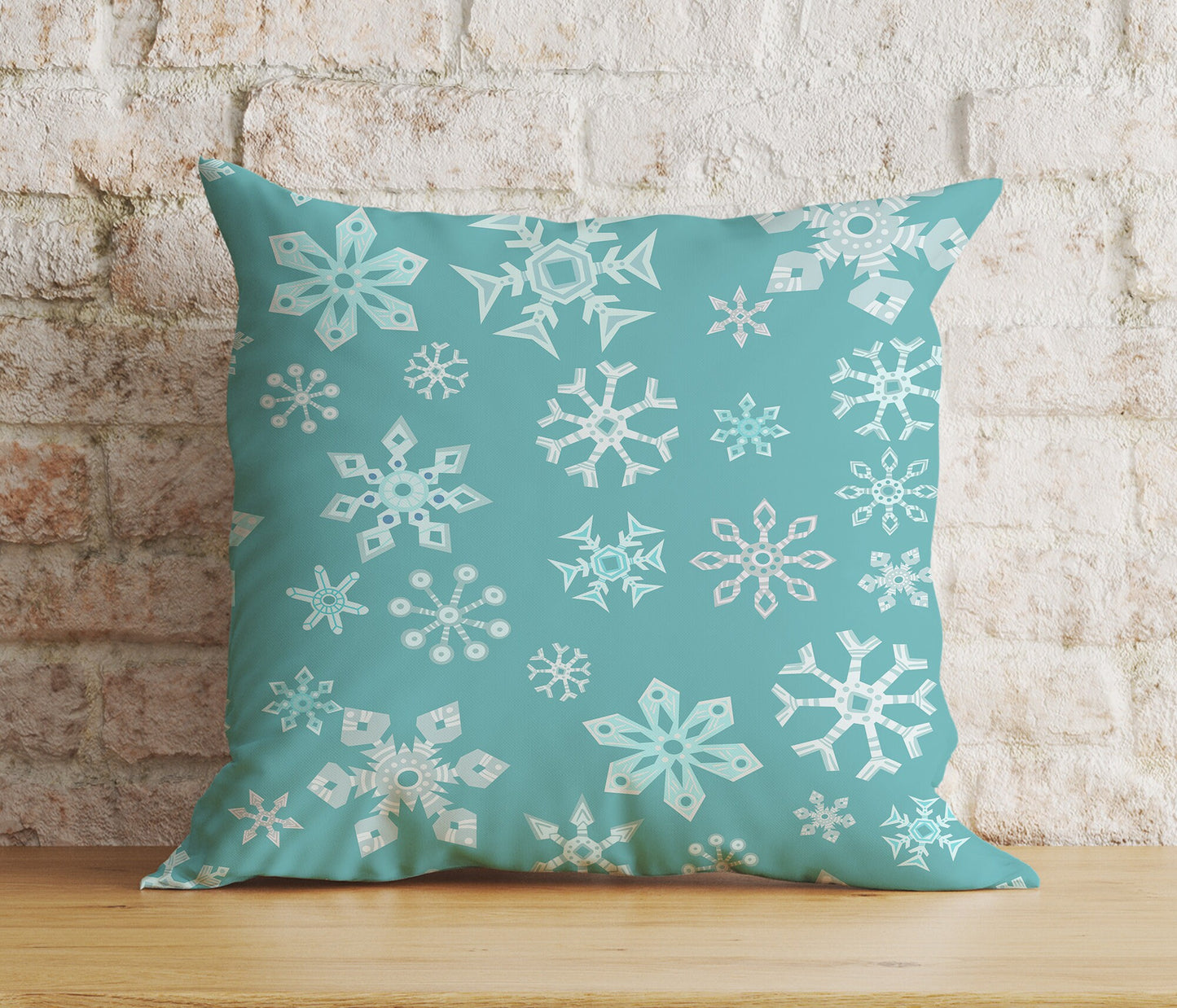 Blue Turquoise Snowflake Christmas Festive Cushion Covers