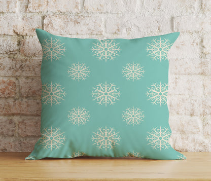 Blue Turquoise Snowflake Christmas Festive Cushion Covers