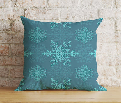 Blue Turquoise Snowflake Christmas Festive Cushion Covers