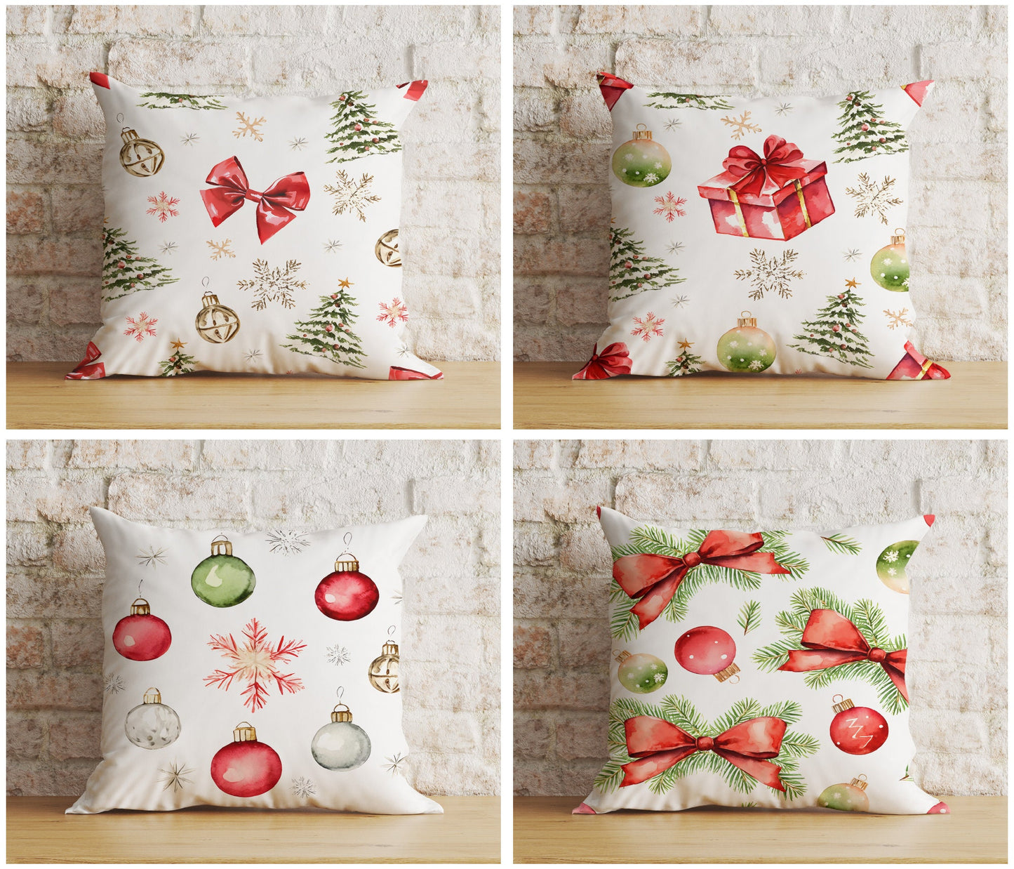 Watercolor Christmas Elegant Festive Cushion Covers