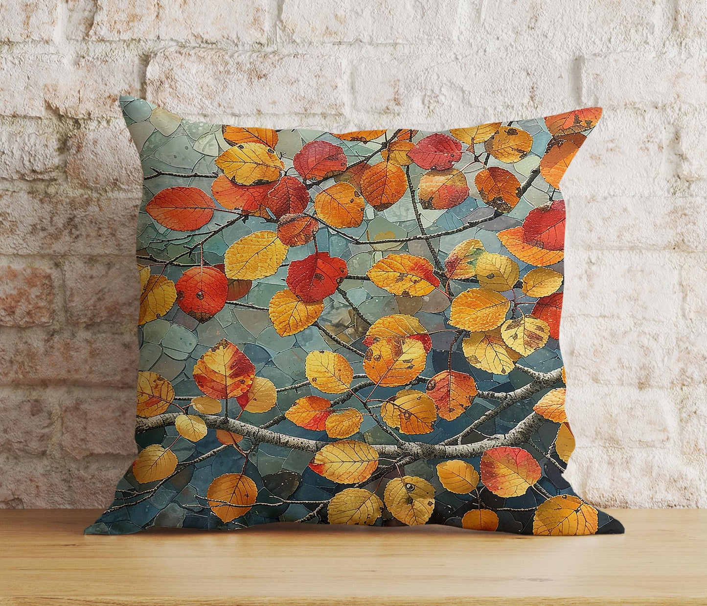 Colorful Fall Leaves Autumn Fall Trend Cushion Cover Euro Sham Covers