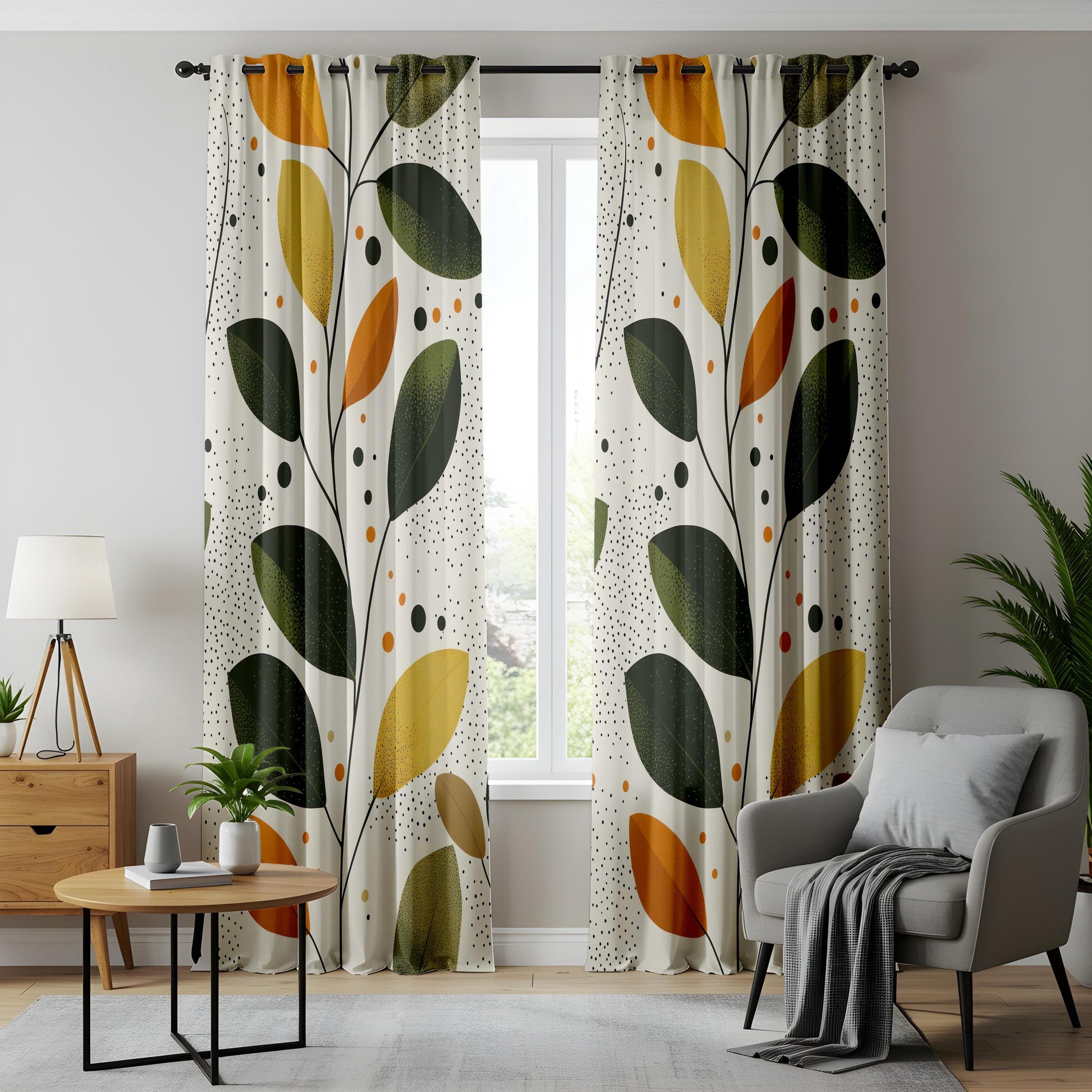 Onay Autumn Leaf Window Curtains – Modern Farmhouse Botanical Drapes