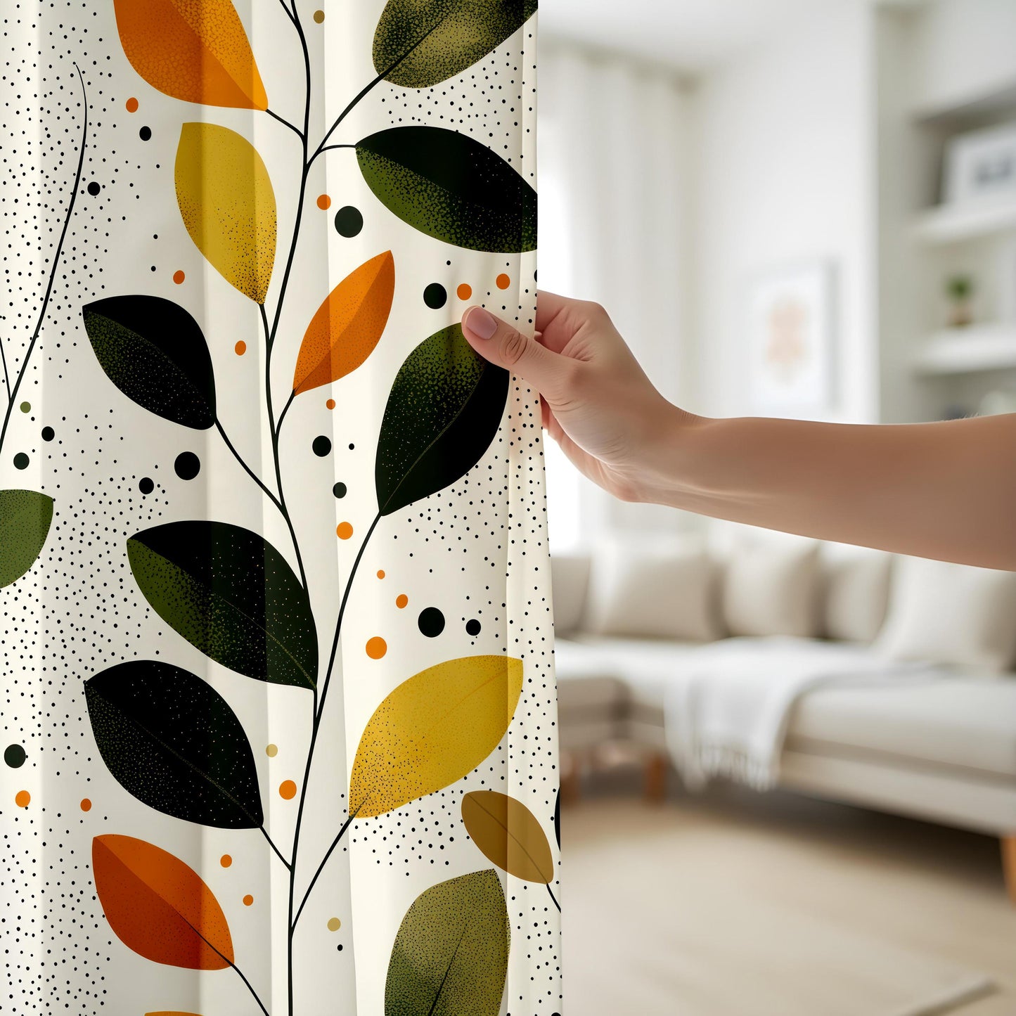 Onay Autumn Leaf Window Curtains – Modern Farmhouse Botanical Drapes