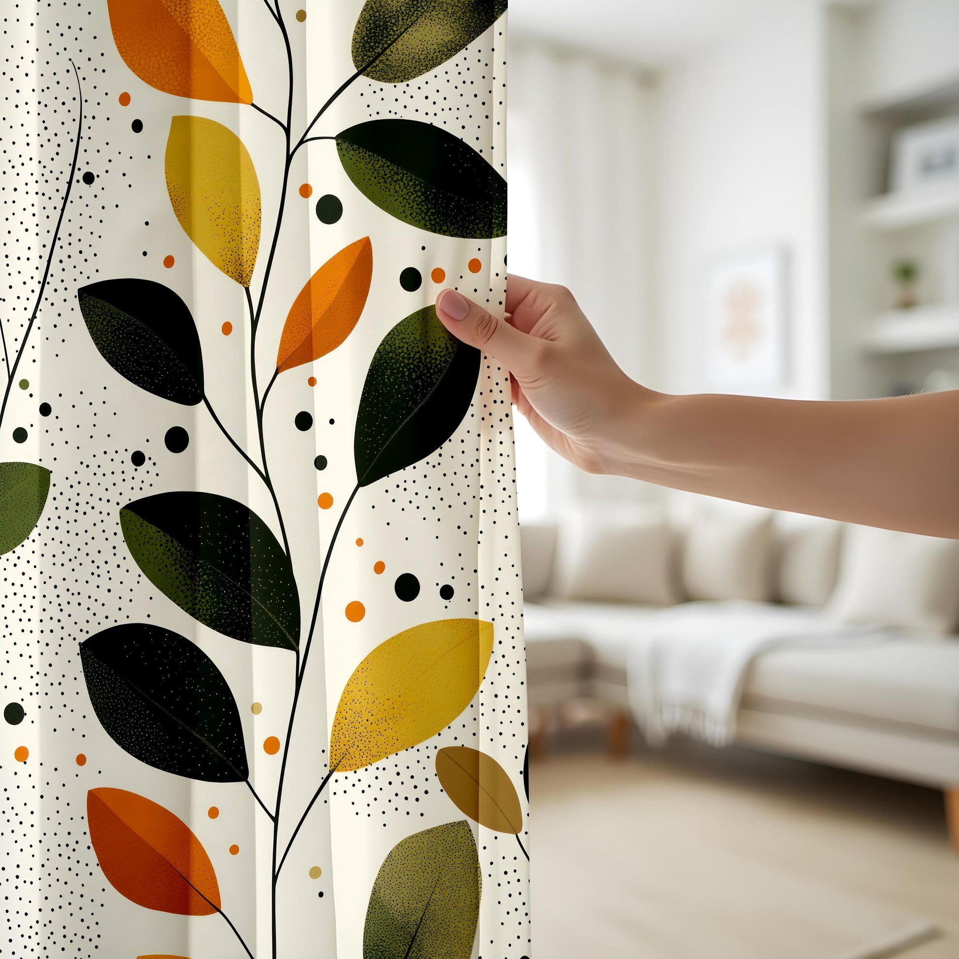 Onay Autumn Leaf Window Curtains – Modern Farmhouse Botanical Drapes