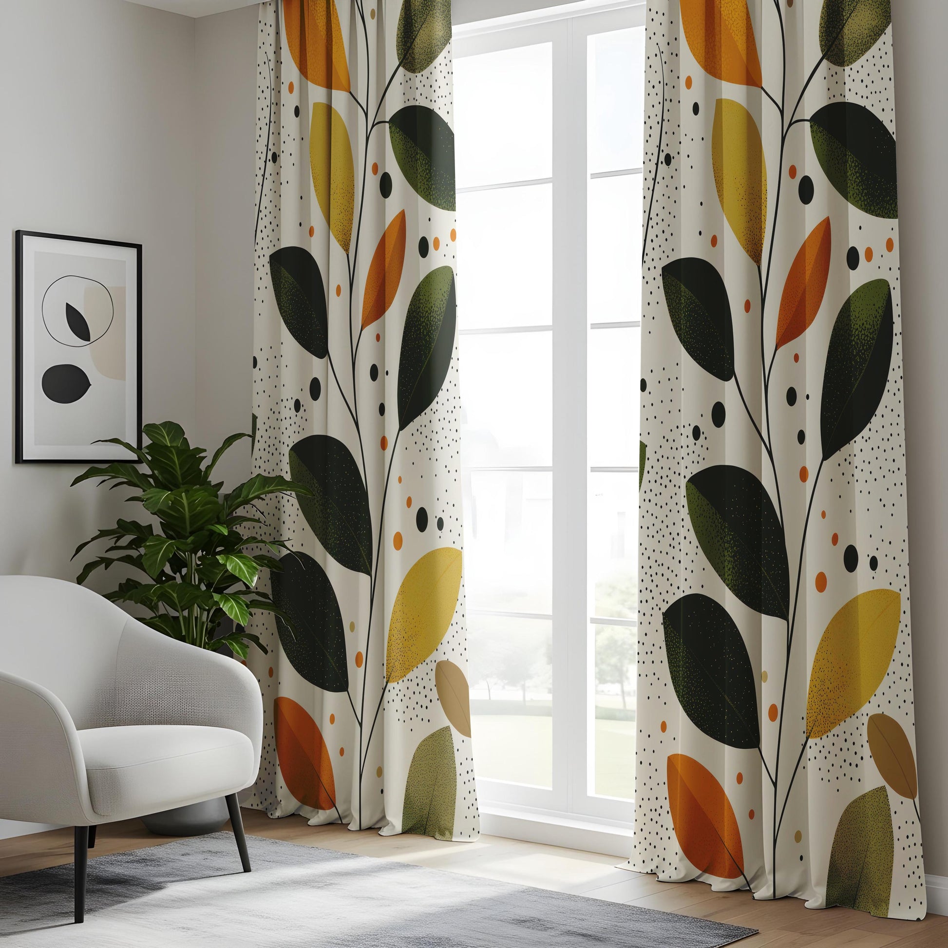 Onay Autumn Leaf Window Curtains – Modern Farmhouse Botanical Drapes
