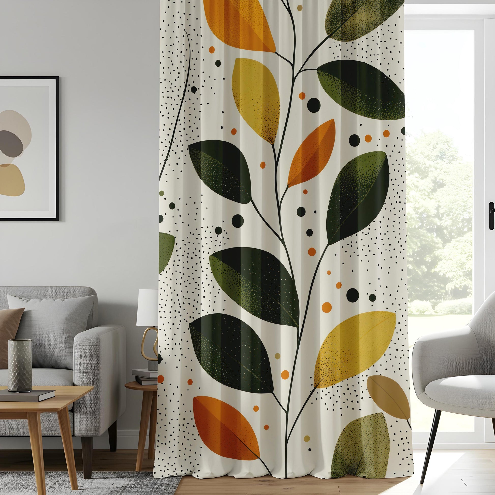 Onay Autumn Leaf Window Curtains – Modern Farmhouse Botanical Drapes