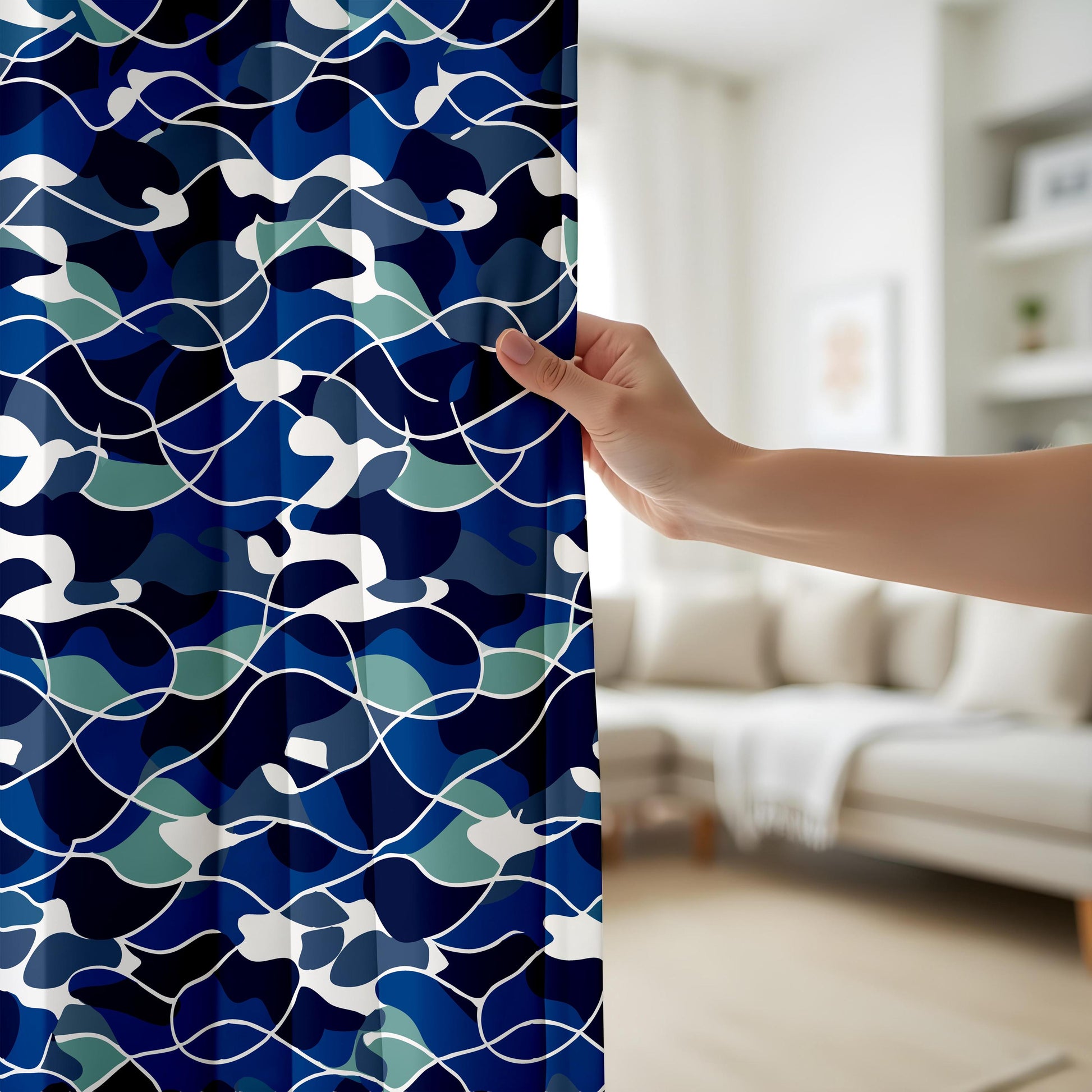 Onay Abstract Ocean Wave Window Curtains – Scandinavian Style