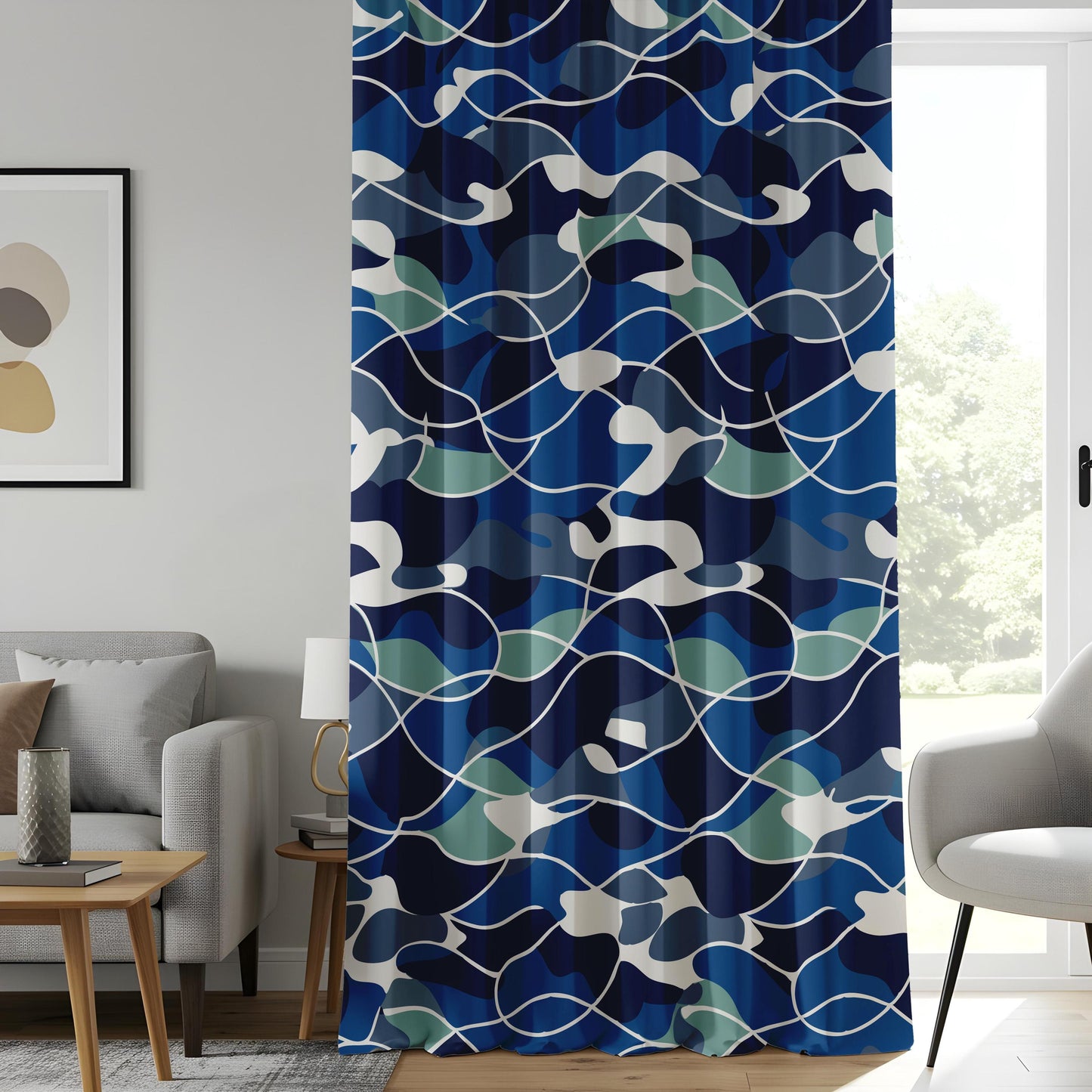 Onay Abstract Ocean Wave Window Curtains – Scandinavian Style