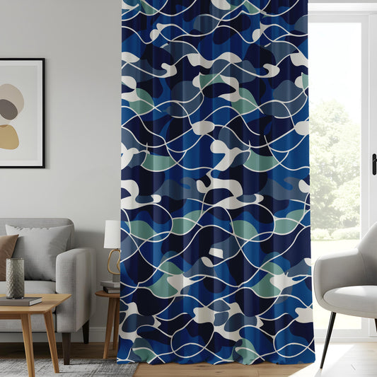 Onay Abstract Ocean Wave Window Curtains – Scandinavian Style