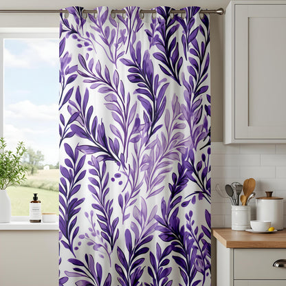 Elegant Purple Floral Curtains for Living Room, Abstract Purple Curtains