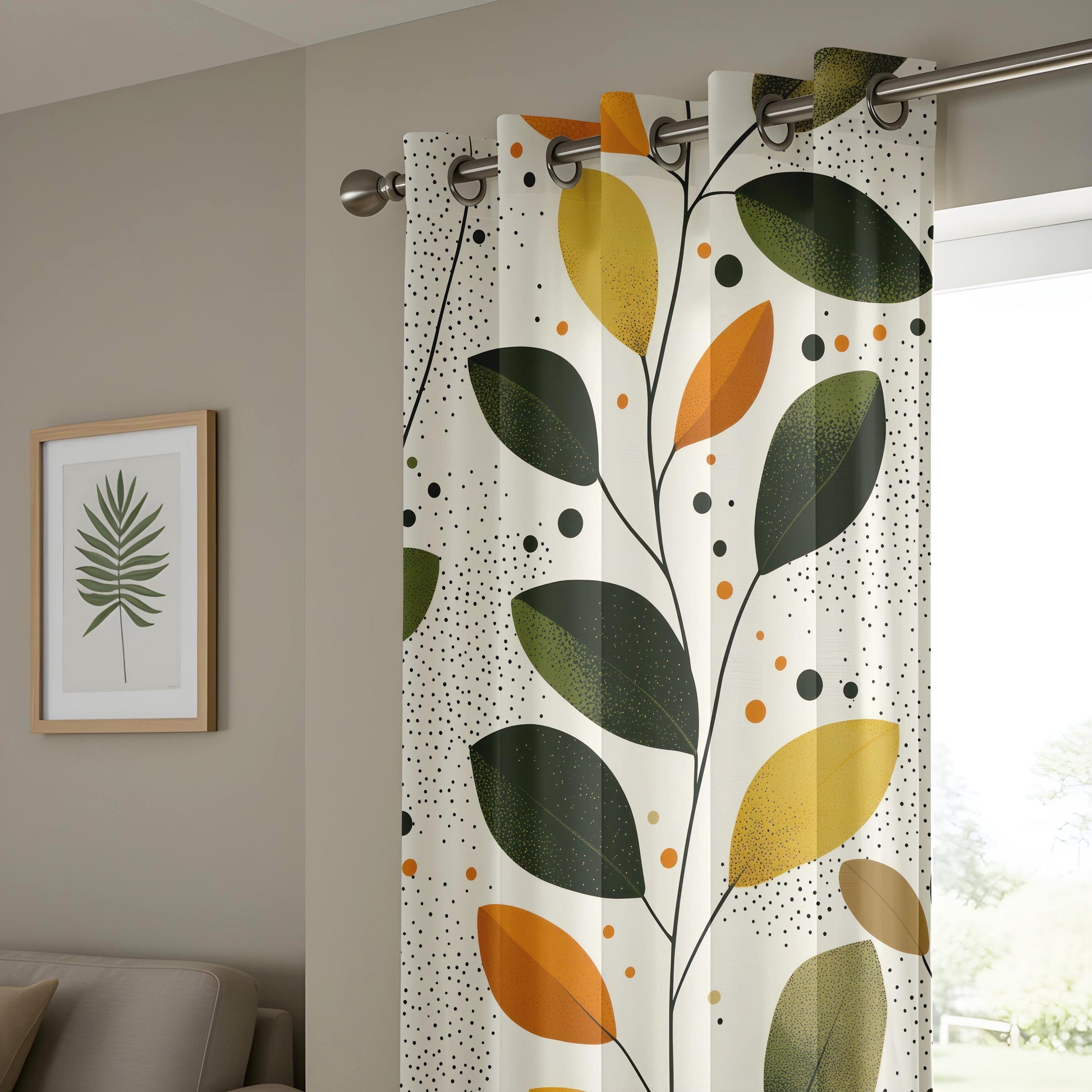 Onay Autumn Leaf Window Curtains – Modern Farmhouse Botanical Drapes