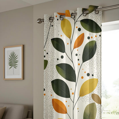 Onay Autumn Leaf Window Curtains – Modern Farmhouse Botanical Drapes