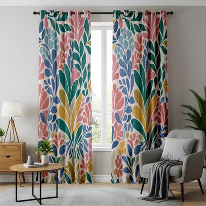 Onay Colorful Leaf and Floral Curtains – Customizable Curtain Panels