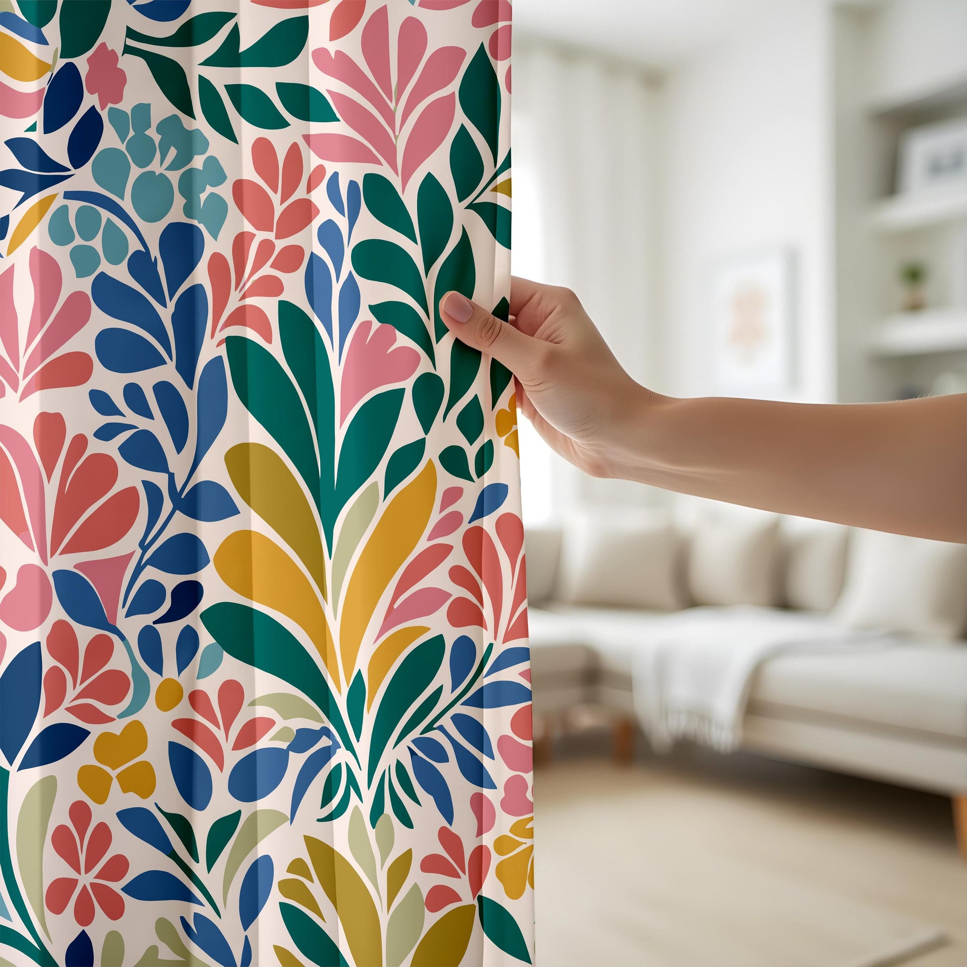 Onay Colorful Leaf and Floral Curtains – Customizable Curtain Panels