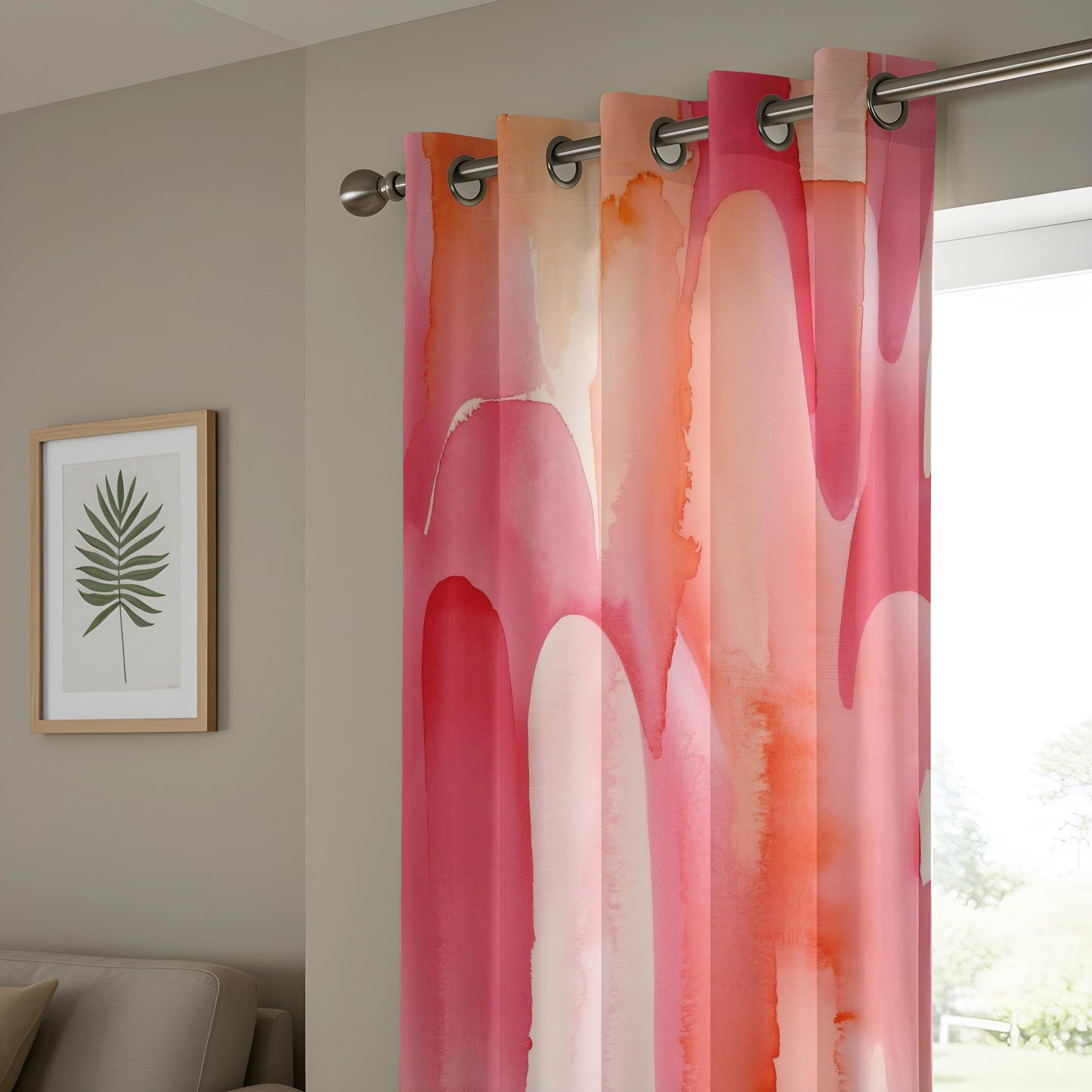 Onay Soft Watercolor Pink Abstract Curtains – Pastel Floral Drapes