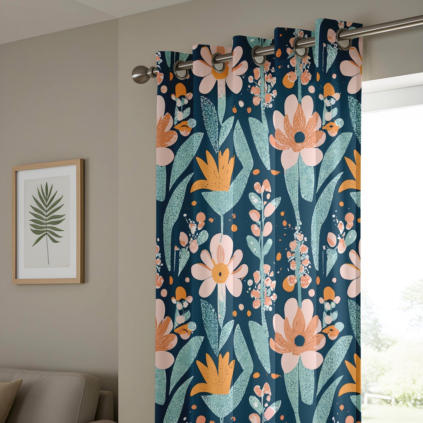 Onay Retro Floral Curtain Panels – 70s Boho Style