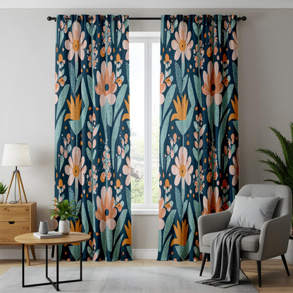 Onay Retro Floral Curtain Panels – 70s Boho Style