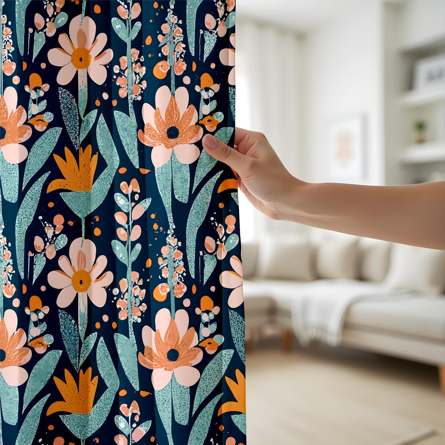 Onay Retro Floral Curtain Panels – 70s Boho Style