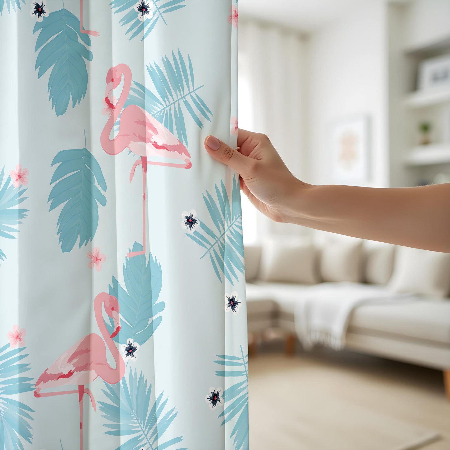 Onay Pastel Flamingo Blackout Window Curtains – Floral Tropical Decor