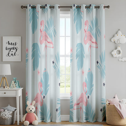 Onay Pastel Flamingo Blackout Window Curtains – Floral Tropical Decor