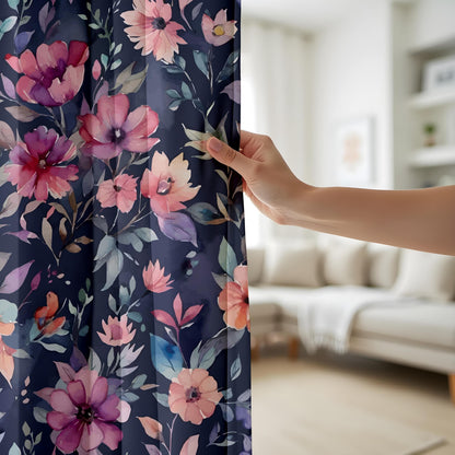 Onay Bold Watercolor Floral Curtains – Large Red Flower Window Drapes