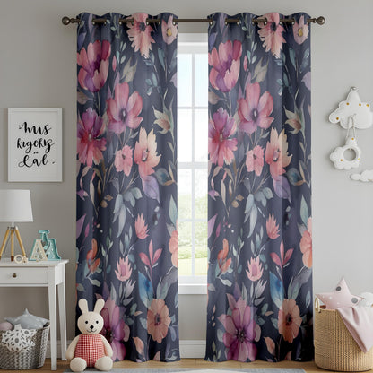 Onay Bold Watercolor Floral Curtains – Large Red Flower Window Drapes