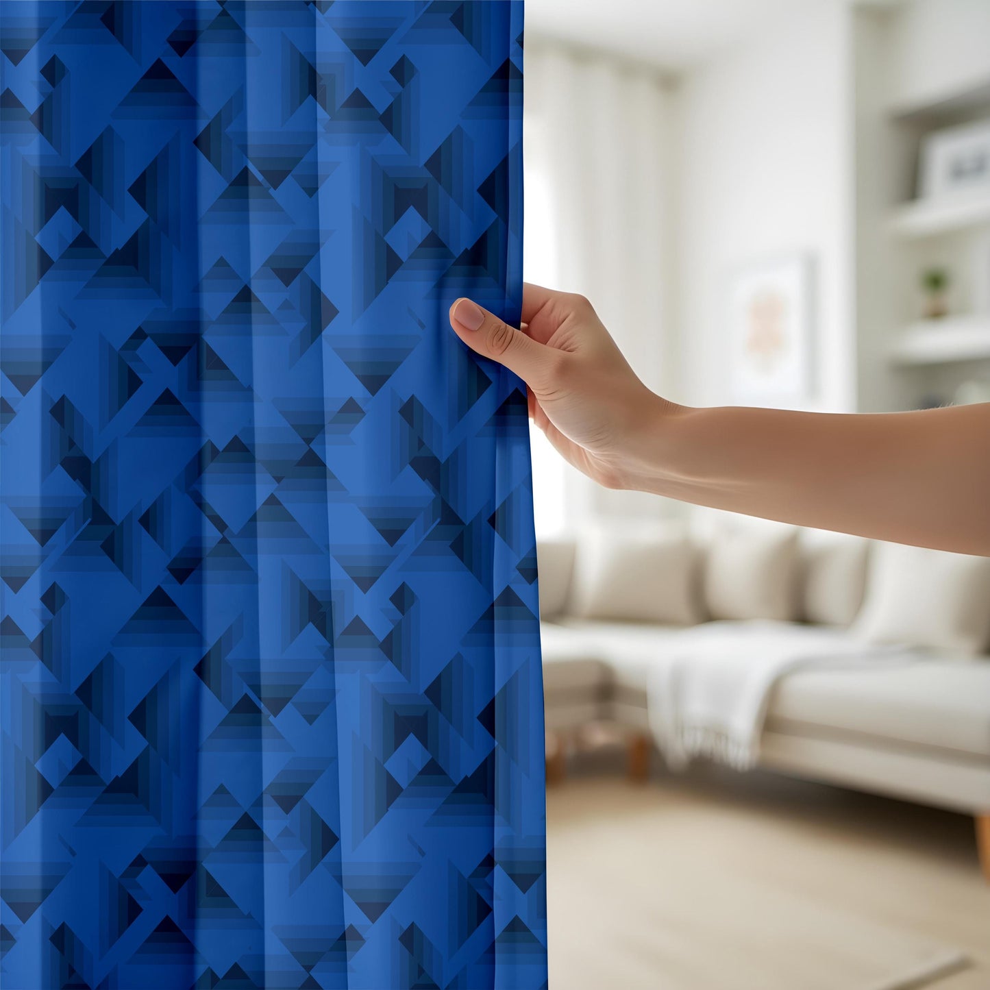 Blue Rhombus Curtains – Bold Geometric Drapes with Modern Abstract Pattern