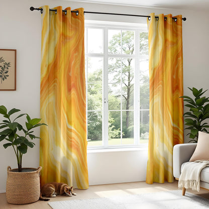 Onay Colorful Abstract Curtains – Watercolor Ebru Pattern Home Drapes